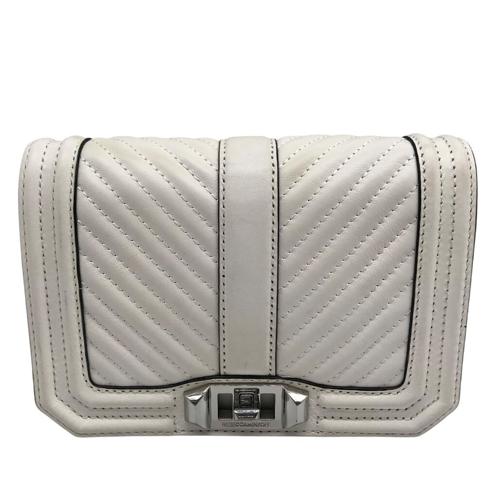 Rebecca Minkoff White Quilted Leather Chevron Love Crossbody
